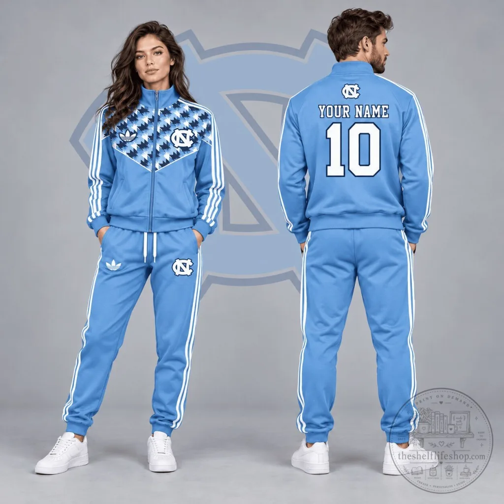 North Carolina Tar Heels Personalized Chevron Full-Zip Jacket Tracksuit Set North Carolina Tar Heels Personalized Chevron Full-Zip Jacket Tracksuit Set