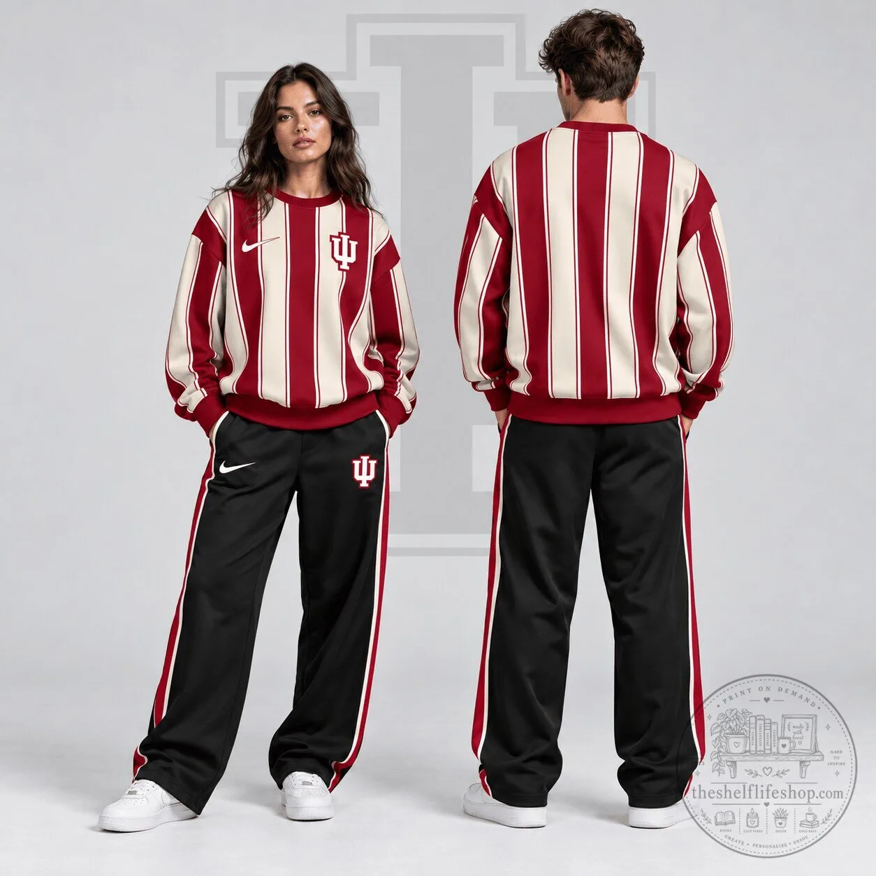 Indiana Hoosiers Vertical Stripe Crewneck Sweatshirt for Men and Women