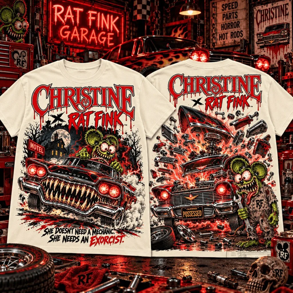 Christine Rat Fink Possessed Hot Rod Nightmare Classic Horror Car Lovers T-Shirt Christine Rat Fink Possessed Hot Rod Nightmare Classic Horror Car Lovers T-Shirt