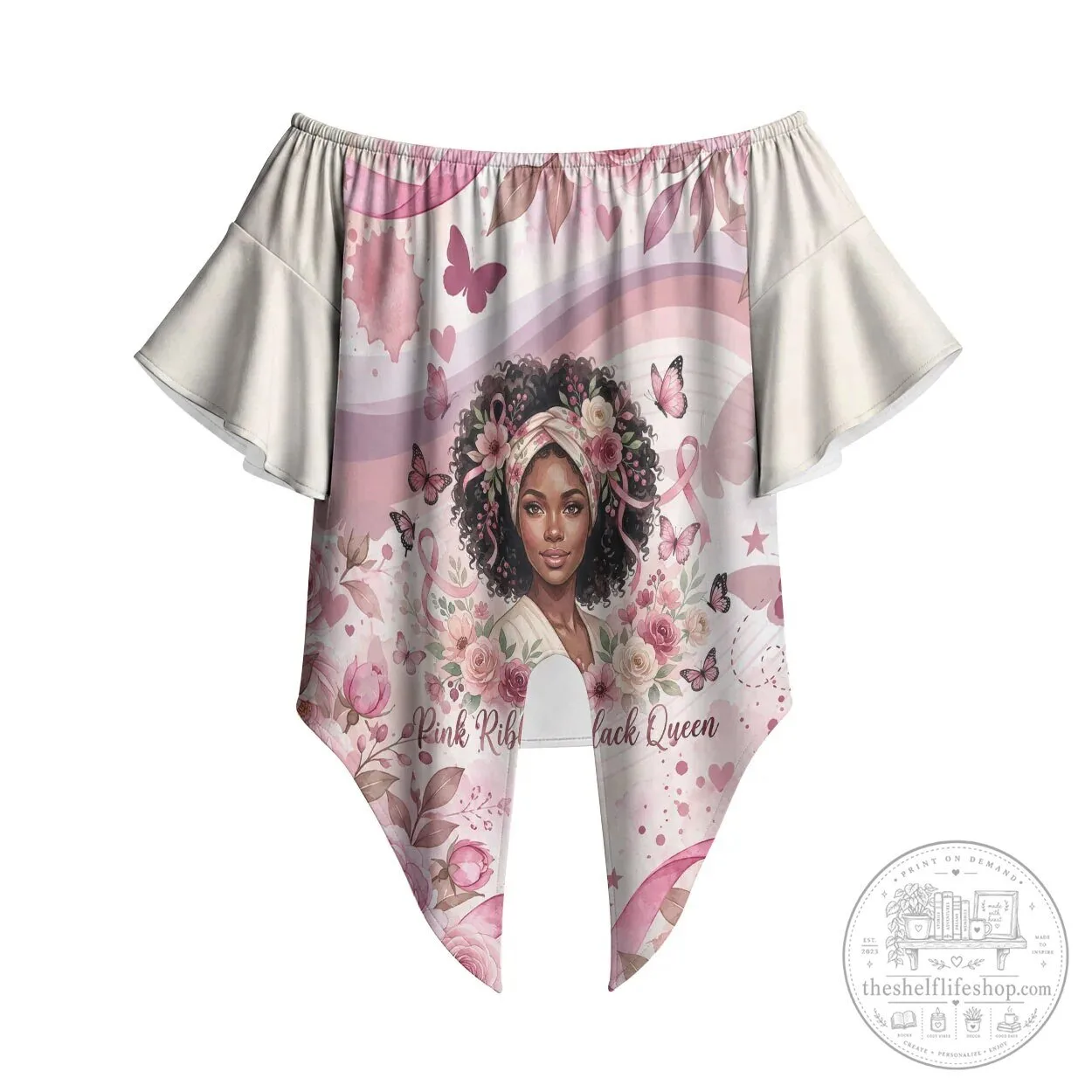 African American Breast Cancer Warrior Pink Ribbon Off Shoulder Tie Front Top 10 African American Breast Cancer Warrior Pink Ribbon Off Shoulder Tie Front Top