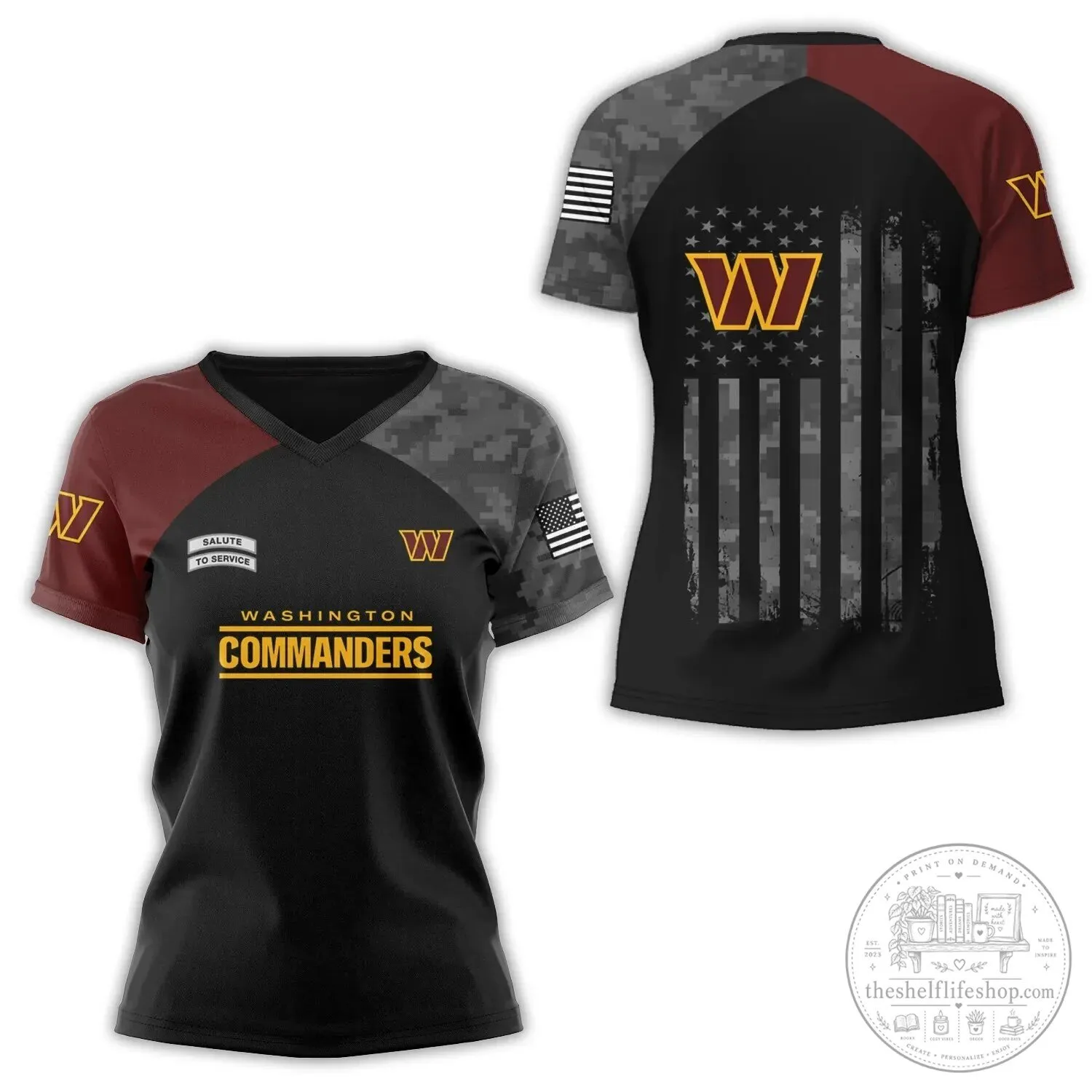 Digital Camouflage V-Neck T-Shirt in Salute To Service for Washington Commanders 5 Digital Camouflage V-Neck T-Shirt in Salute To Service for Washington Commanders