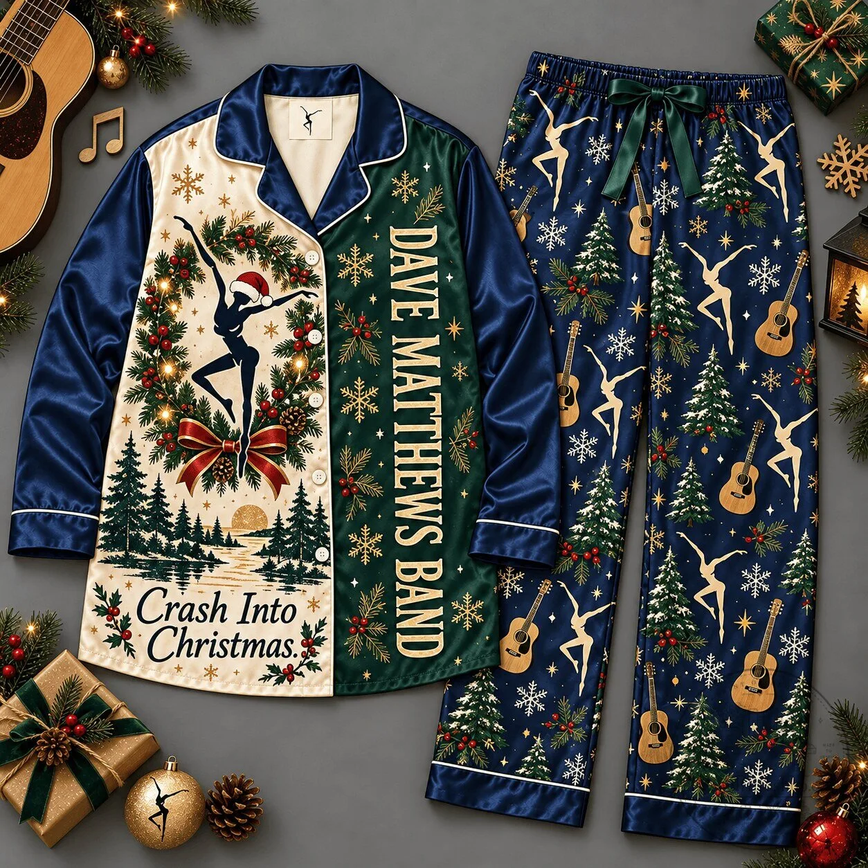 Dave Matthews Band Crash Into Christmas Holiday Pajamas Set