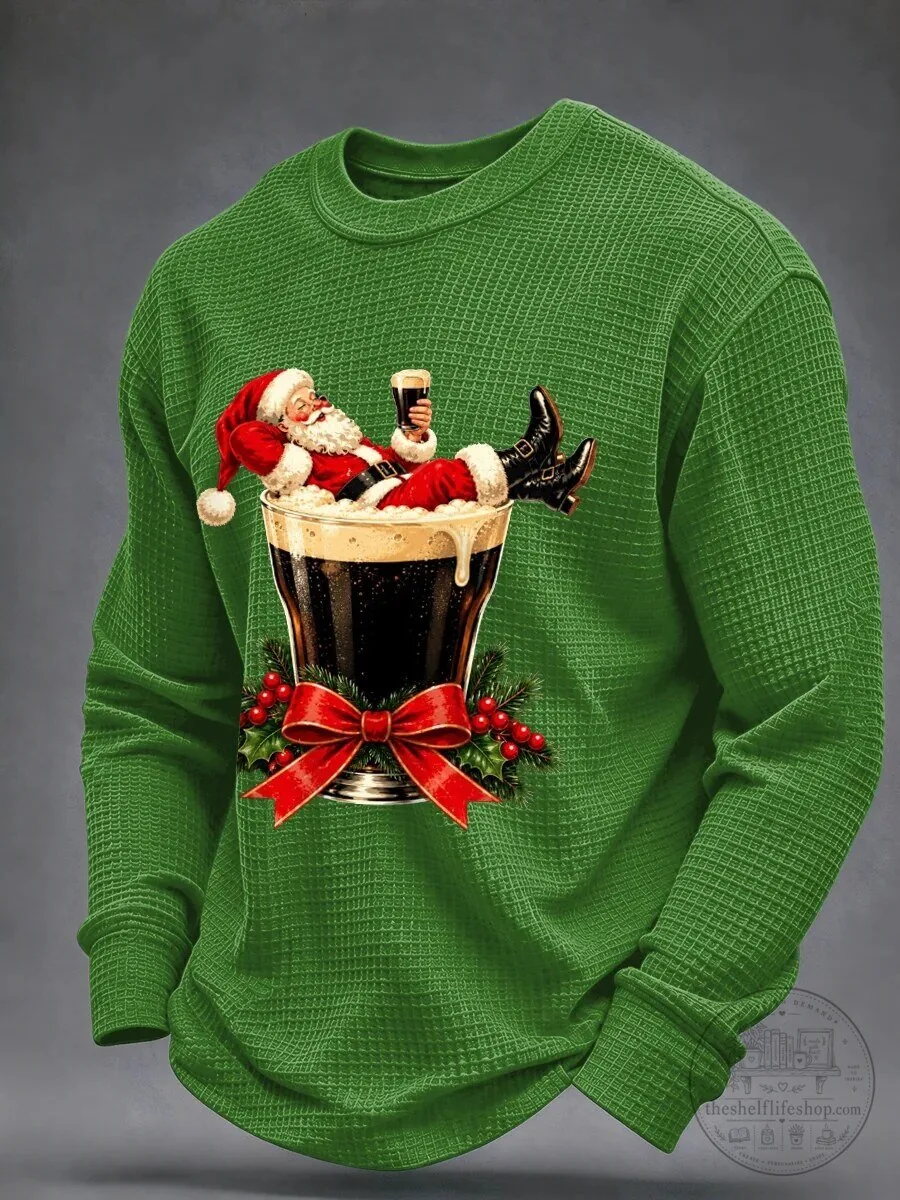 Funny Santa Claus Drinking Beer Irish Christmas Sweatshirt