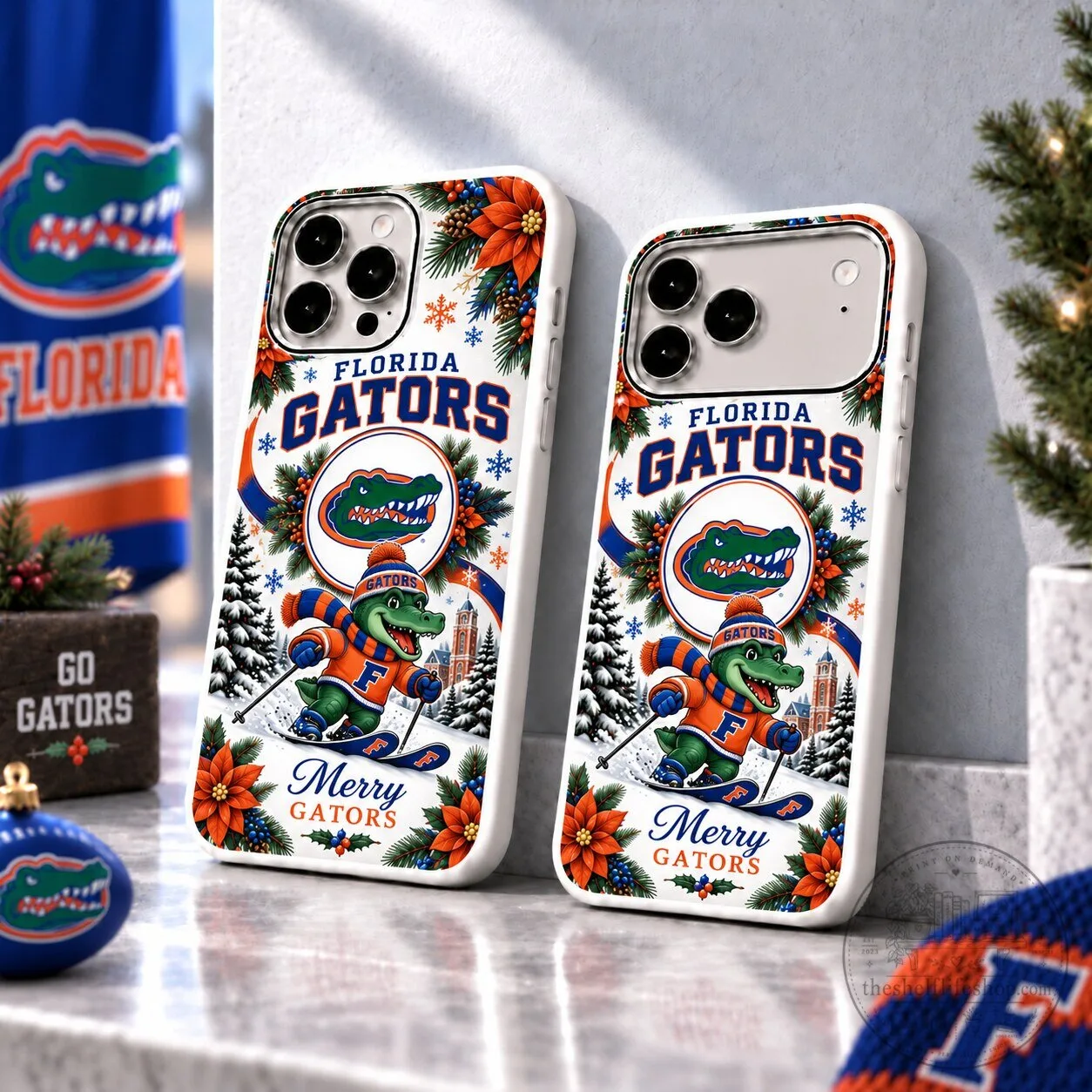 Florida Gators Christmas Skiing Mascot Holiday Phone Case