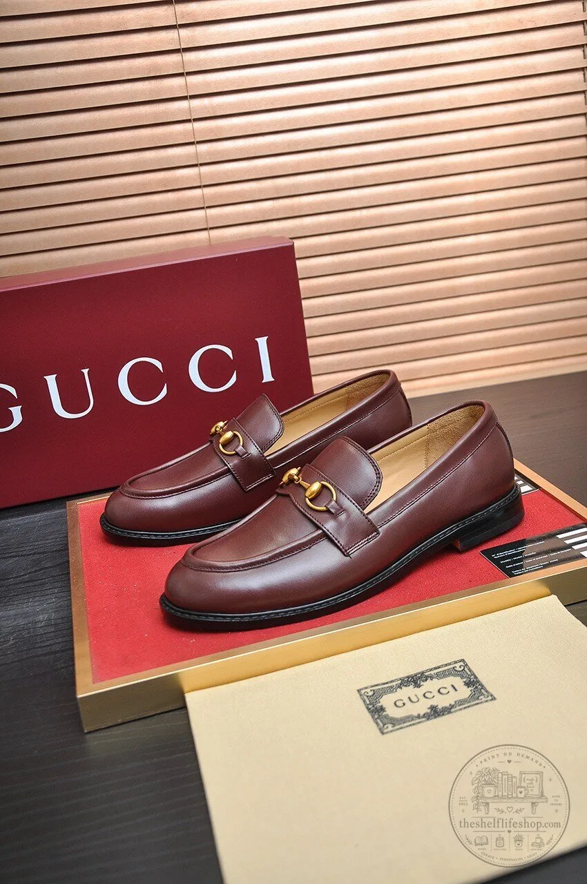 Men's Brown Leather Horsebit Loafers by Gucci 9 Men