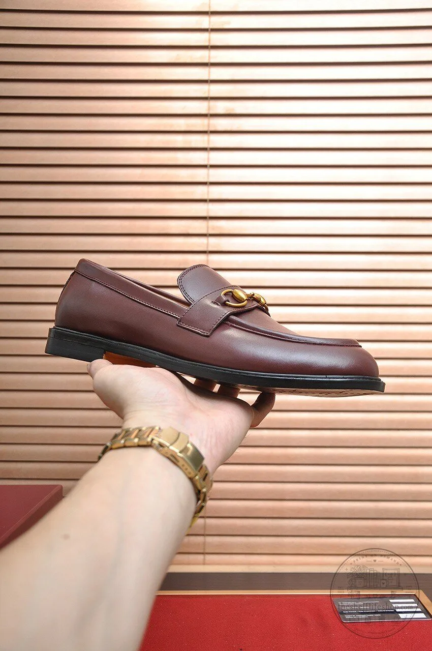 Men's Brown Leather Horsebit Loafers by Gucci 10 Men