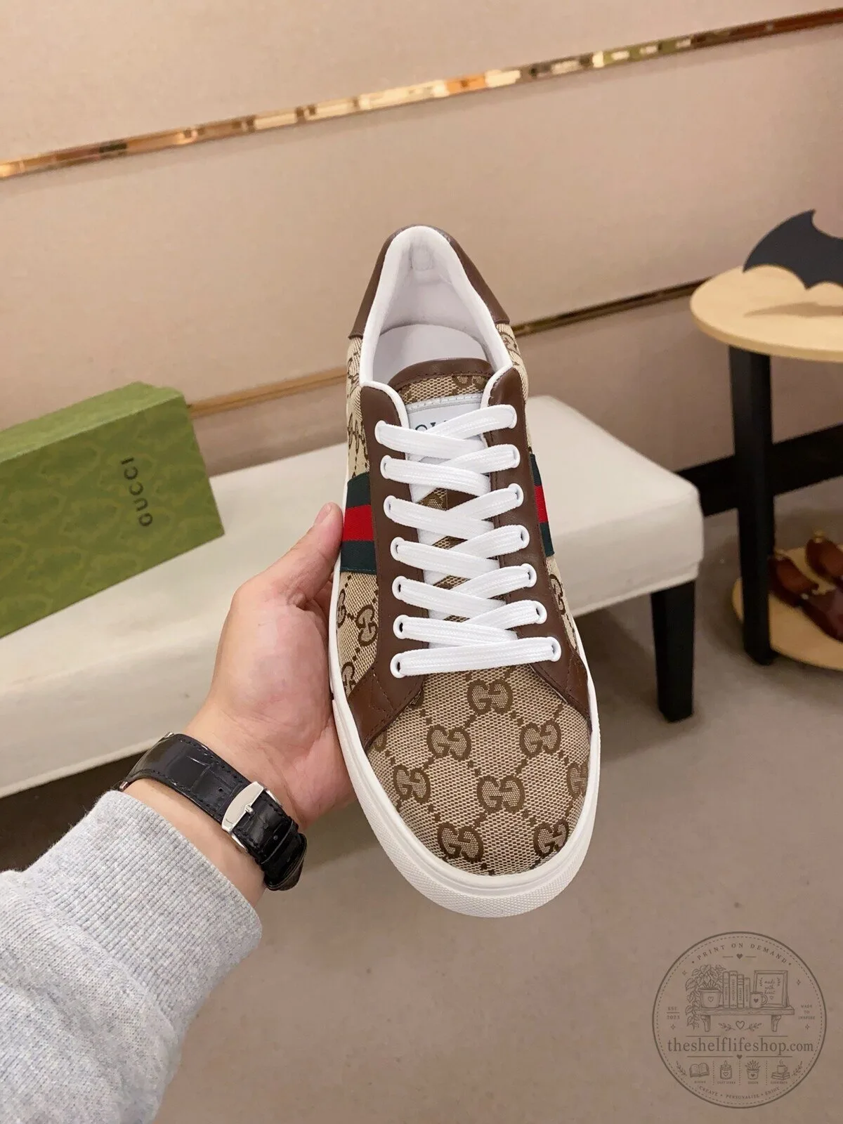 Gucci Monogram Canvas Stripe Low Top Sneakers Casual Shoes for Men and Women 5 Gucci Monogram Canvas Stripe Low Top Sneakers Casual Shoes for Men and Women