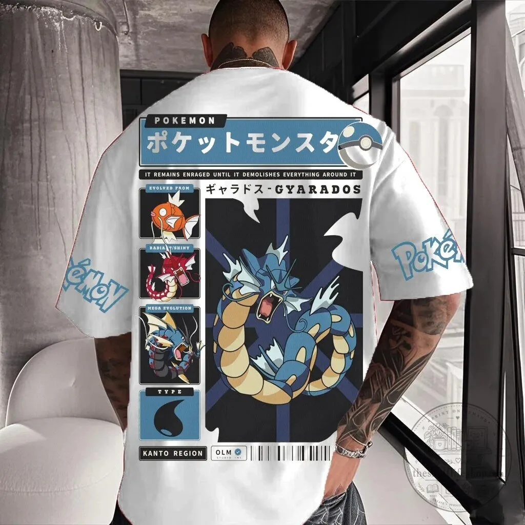 Gyarados Pokemon Japanese Anime Inspired Graphic Print Short Sleeve T-Shirt 1 Gyarados Pokemon Japanese Anime Inspired Graphic Print Short Sleeve T-Shirt