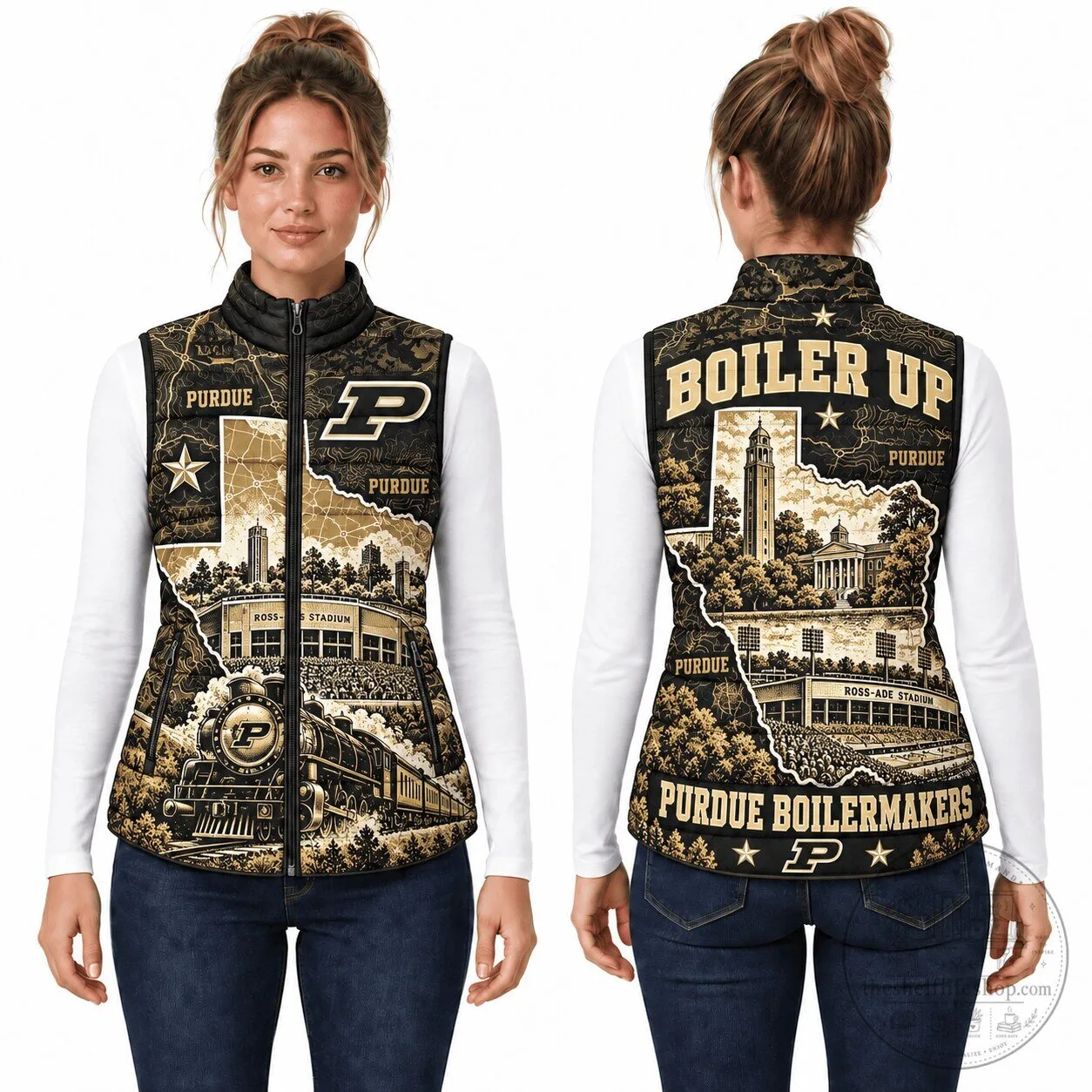 Purdue Boilermakers University Ross-Ade Stadium Boiler Up Puffer Vest