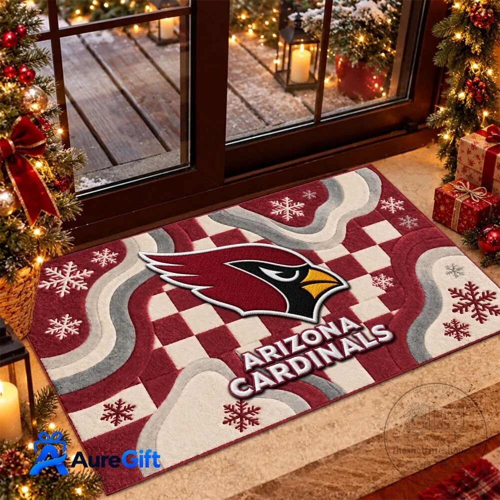 Arizona Cardinals Christmas Snowflake Checkered NFL Doormat