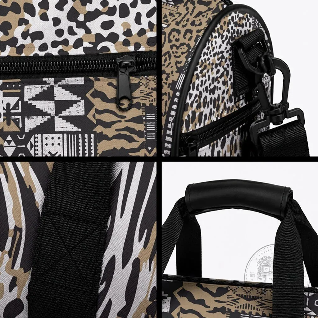 African Tribal Pattern Mixed Leopard Skin Print Duffle Bag 10 African Tribal Pattern Mixed Leopard Skin Print Duffle Bag