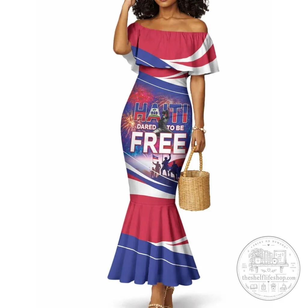 Haiti Independence Day Dared To Be Free Haitian Pride Mermaid Dress