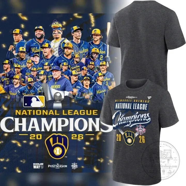 2026 Locker Room Tee for Milwaukee Brewers National League Champions