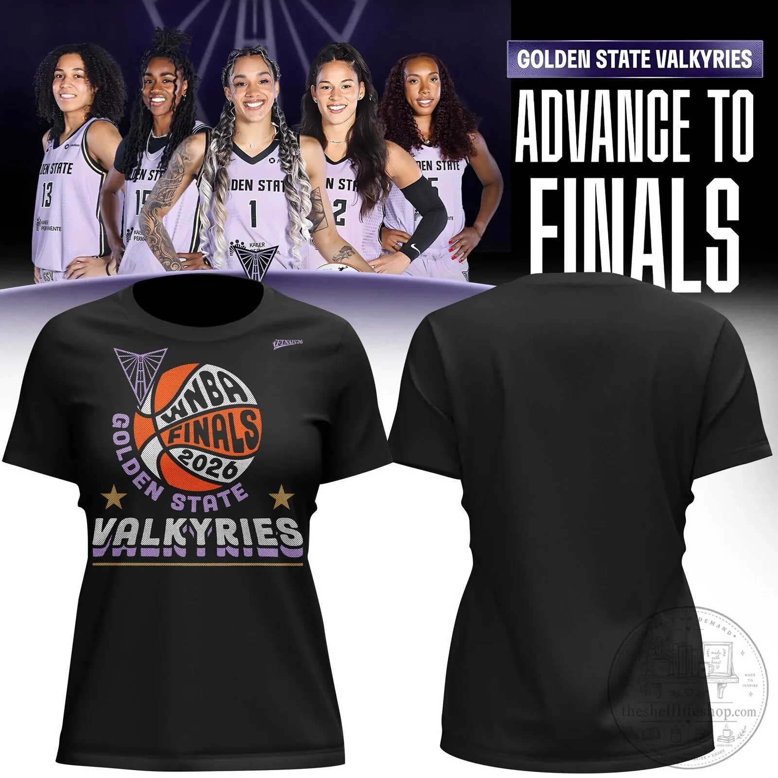 Women’s Black T-Shirt for 2026 WNBA Finals – Golden State Valkyries
