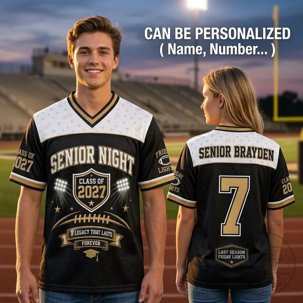 Personalized Senior Night Football Jersey Class of 2027 Custom Name Number Graduation Gift