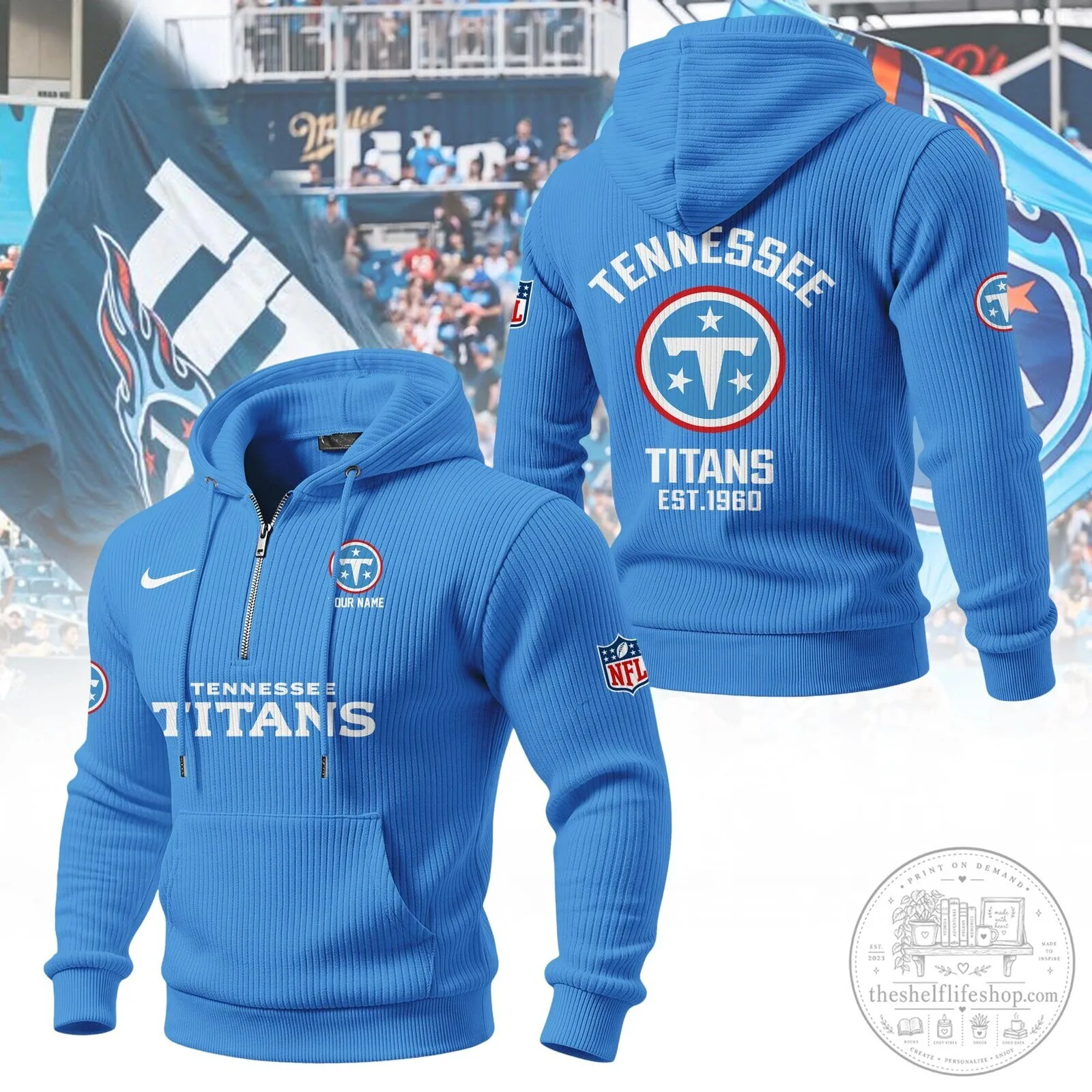 Tennessee Titans National Football League Quarter-Zip Hoodie 2 Tennessee Titans National Football League Quarter-Zip Hoodie