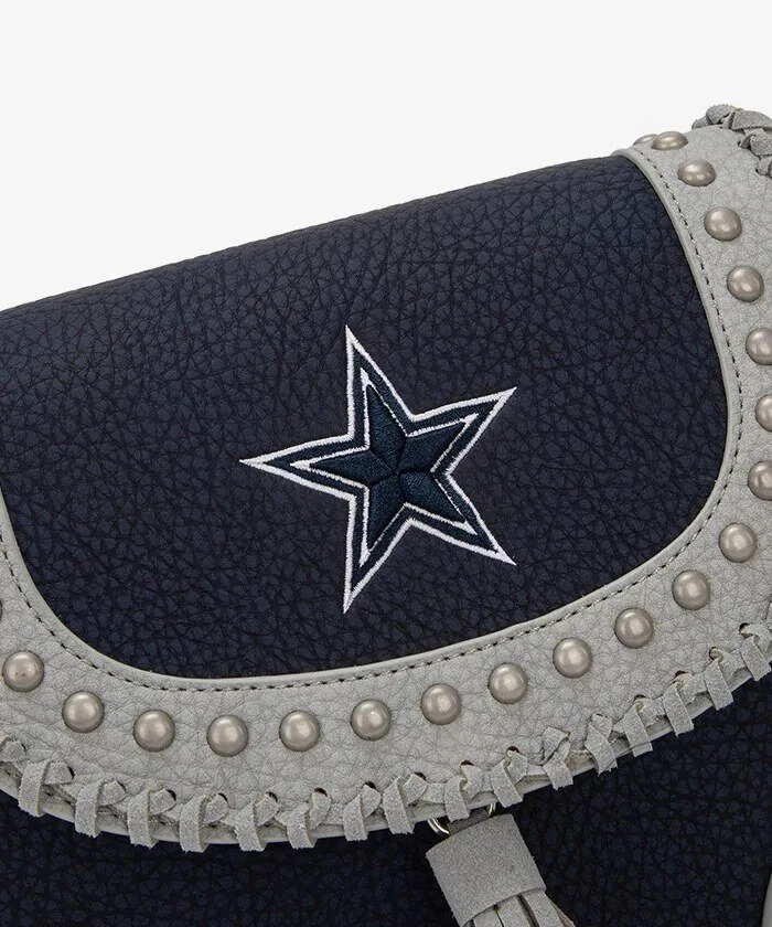 Dallas Cowboys Studded Fringe Flap Crossbody Bag with Adjustable Strap 25 Dallas Cowboys Studded Fringe Flap Crossbody Bag with Adjustable Strap