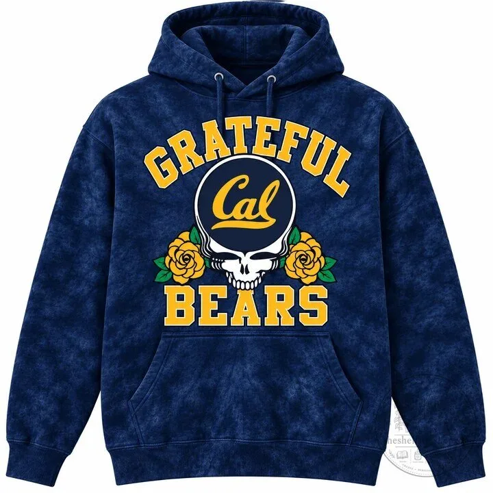 Cal Football Grateful Dead Bears Skull and Roses Blue Hoodie
