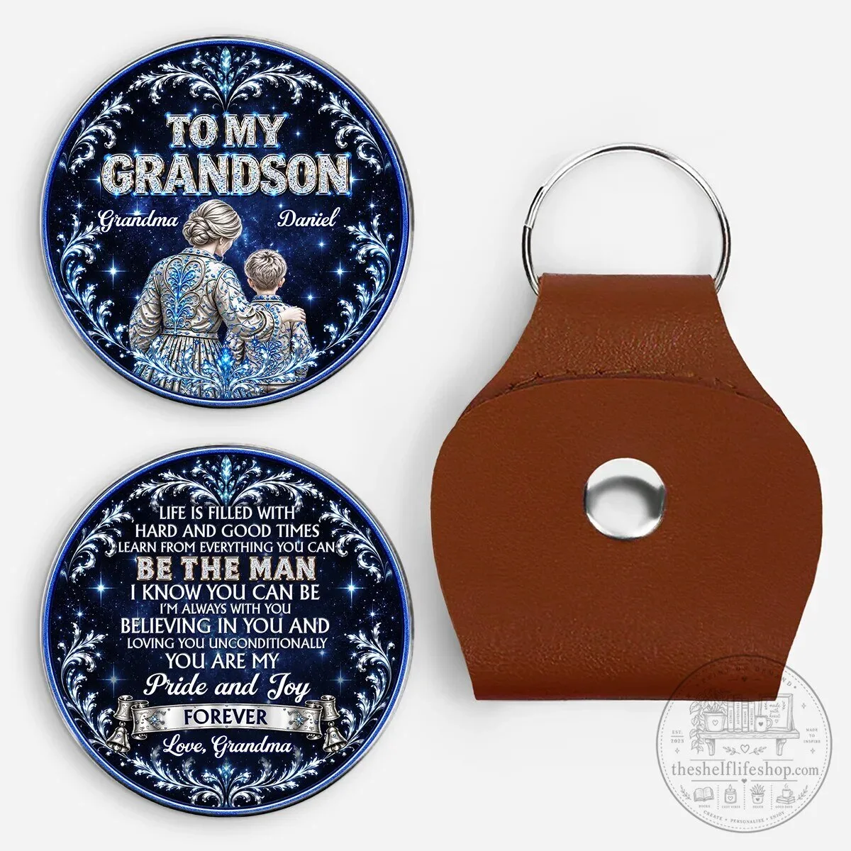 Grandma to Grandson Pride and Joy Forever Keychain with Custom Name