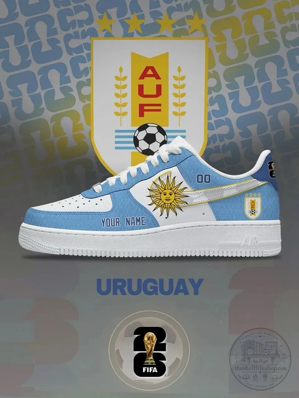 Uruguay National Football Team Custom Name White Sneakers