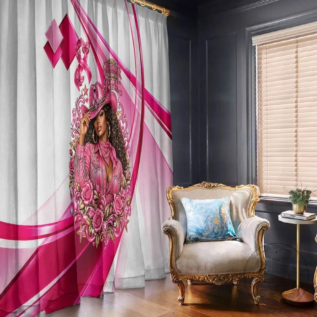 Western Wear Cowgirl Breast Cancer Awareness Pink Ribbon Window Curtain 7 Western Wear Cowgirl Breast Cancer Awareness Pink Ribbon Window Curtain