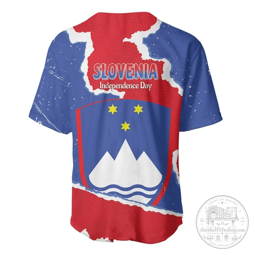 Slovenia Independence Day Grunge Style Baseball Jersey 6 Slovenia Independence Day Grunge Style Baseball Jersey