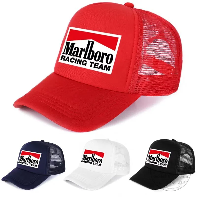 Marlboro Racing Team Red Trucker Hat with Mesh Back and Adjustable Strap 6 Marlboro Racing Team Red Trucker Hat with Mesh Back and Adjustable Strap