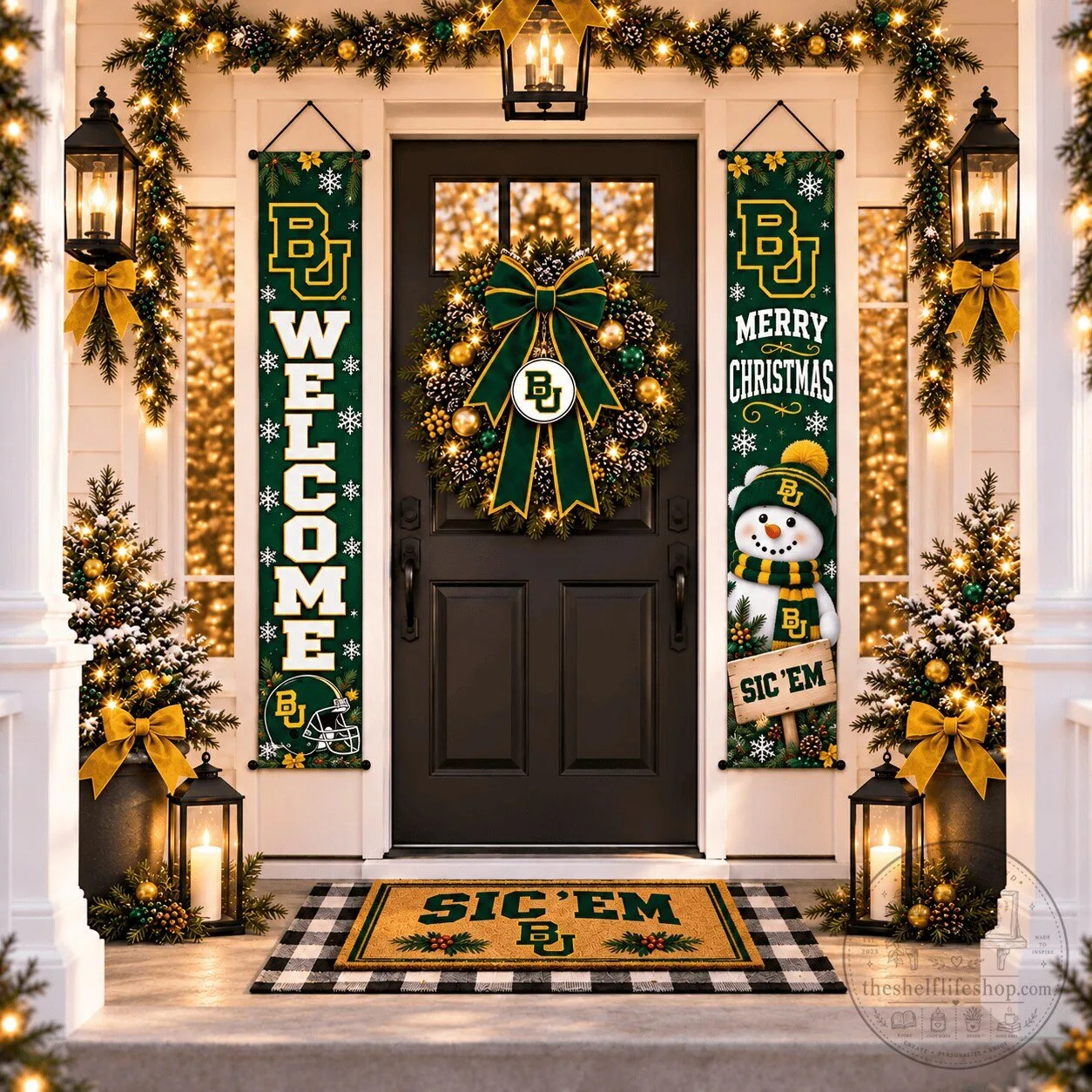 Baylor Bears Christmas Welcome and Merry Christmas Door Banners