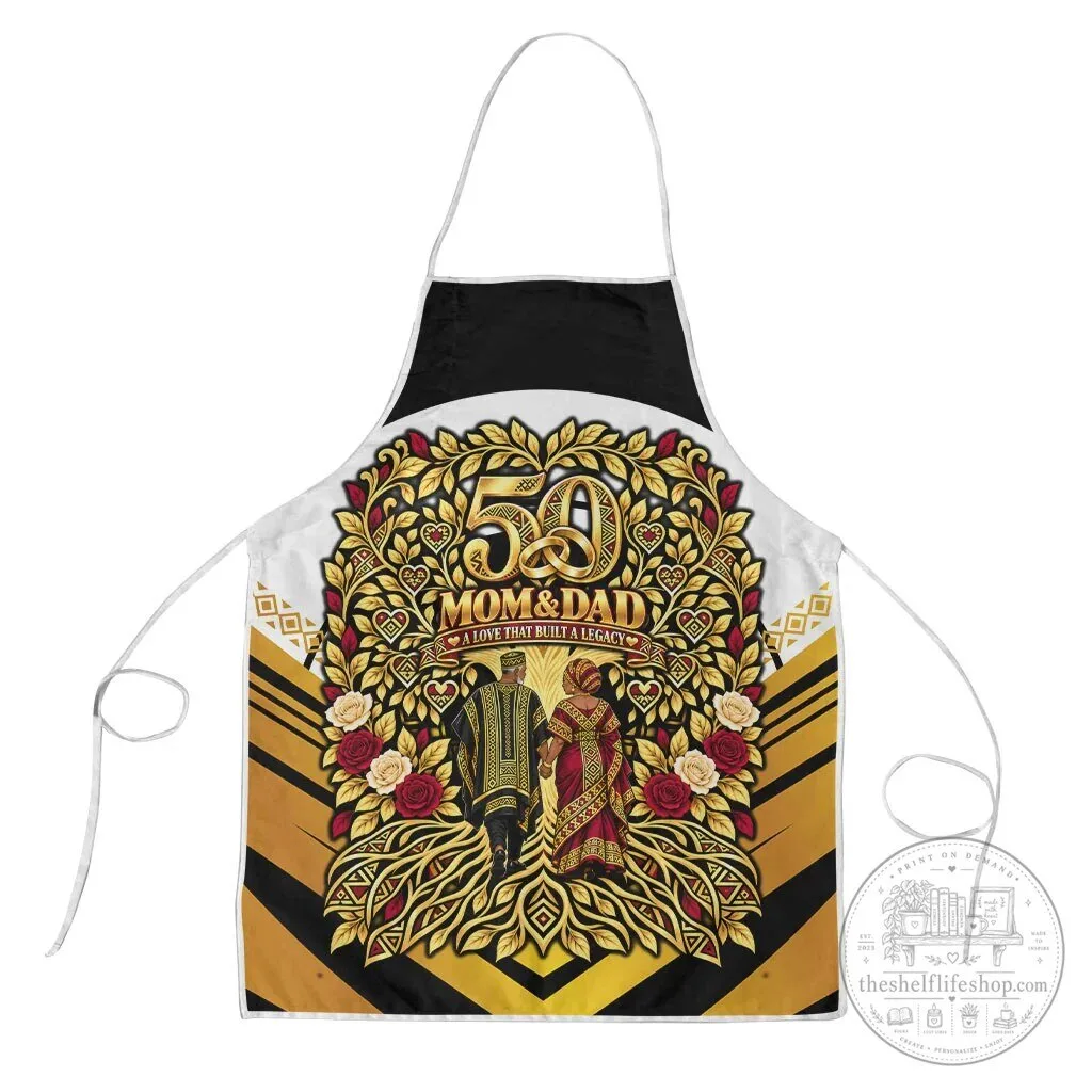 African 50th Wedding Anniversary Mom and Dad Golden Legacy Apron