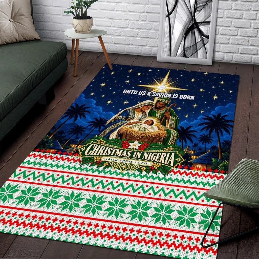 Christmas In Nigeria Nativity Scene Faith Hope Love Area Rug