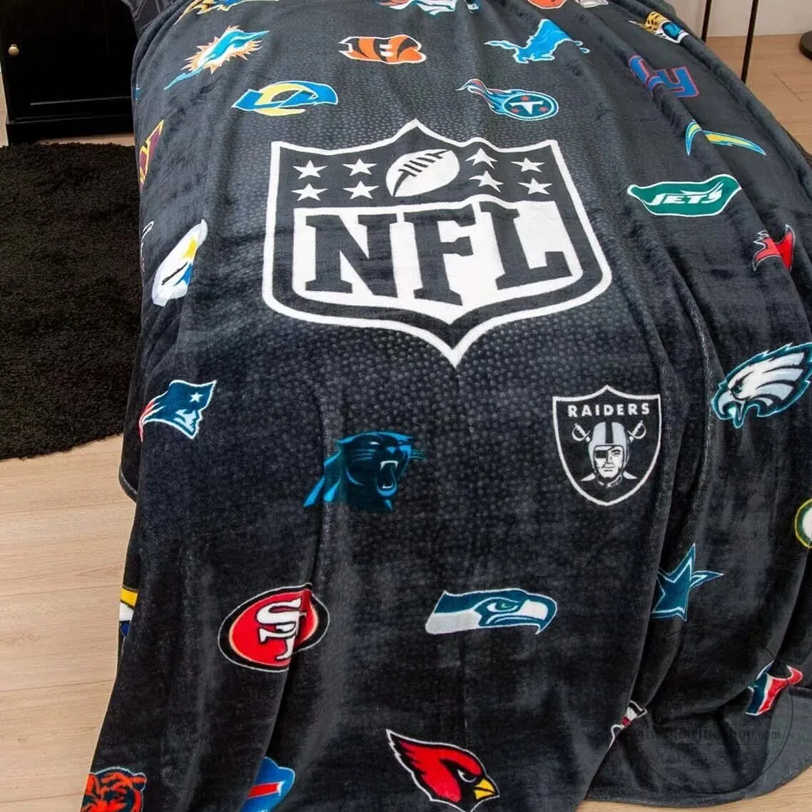 National Football League All Teams Black Fleece Throw Blanket