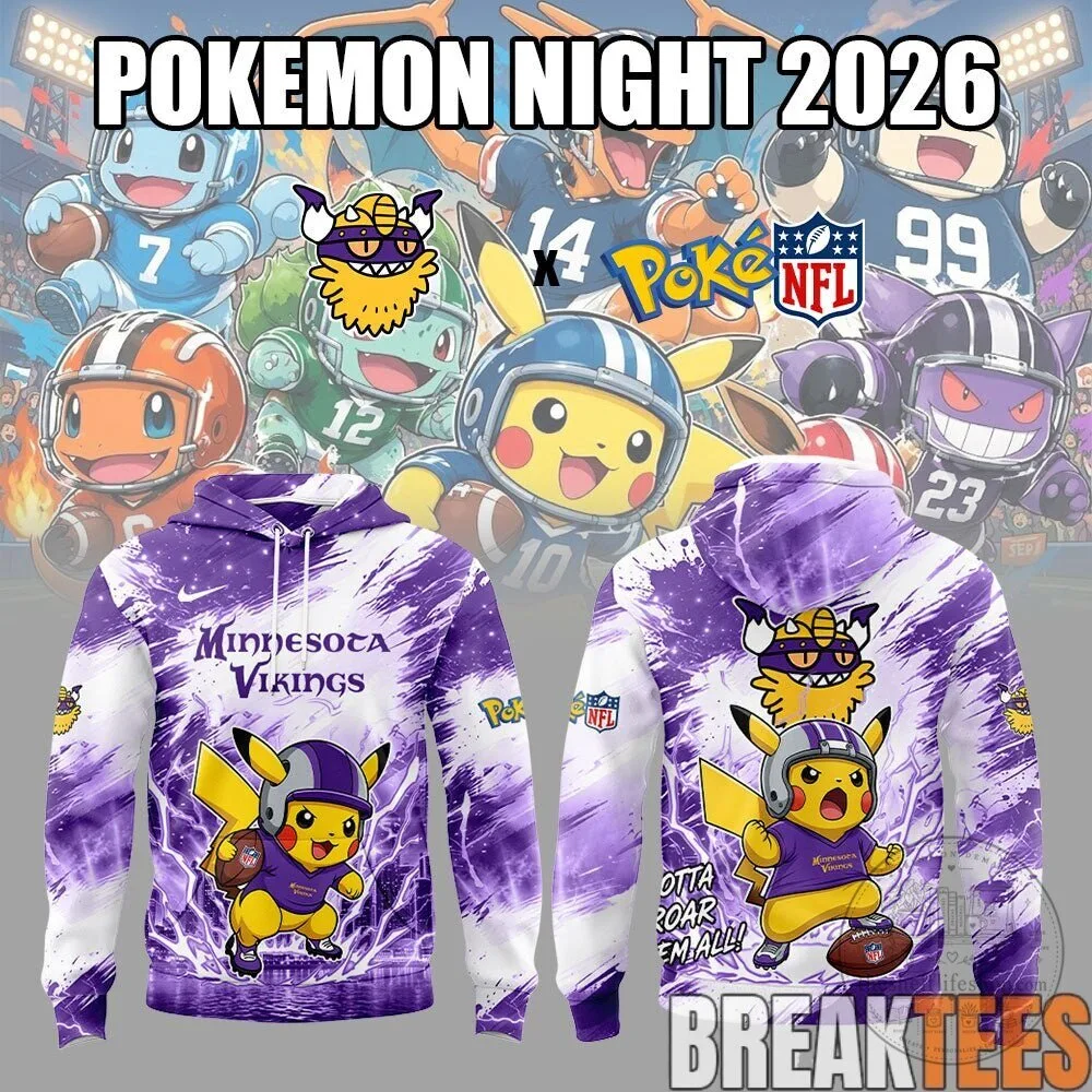 Minnesota Vikings Pikachu Pokemon Football Team Hoodie