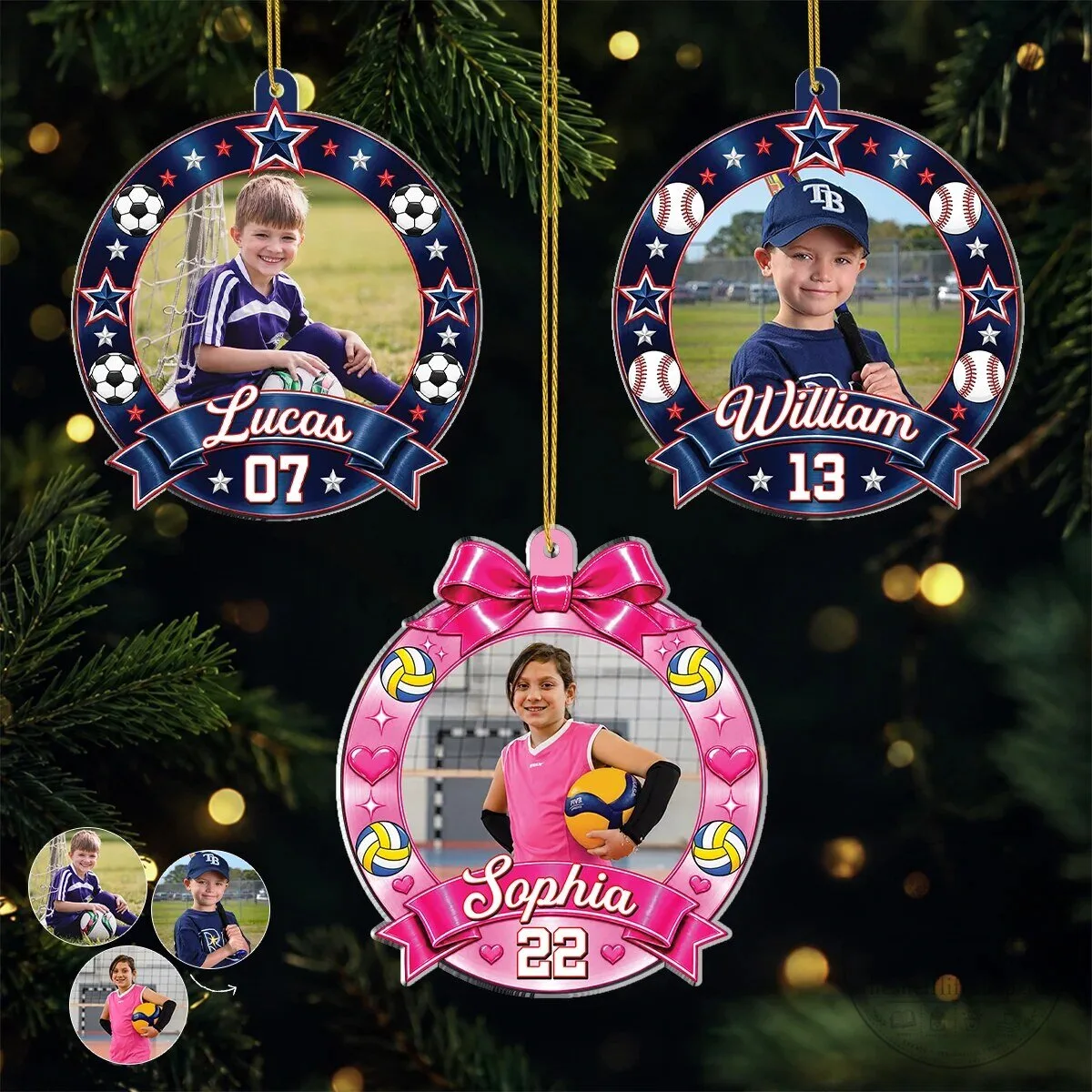 Personalized Sports Photo Acrylic Ornament - Custom Athlete Keepsake Gift