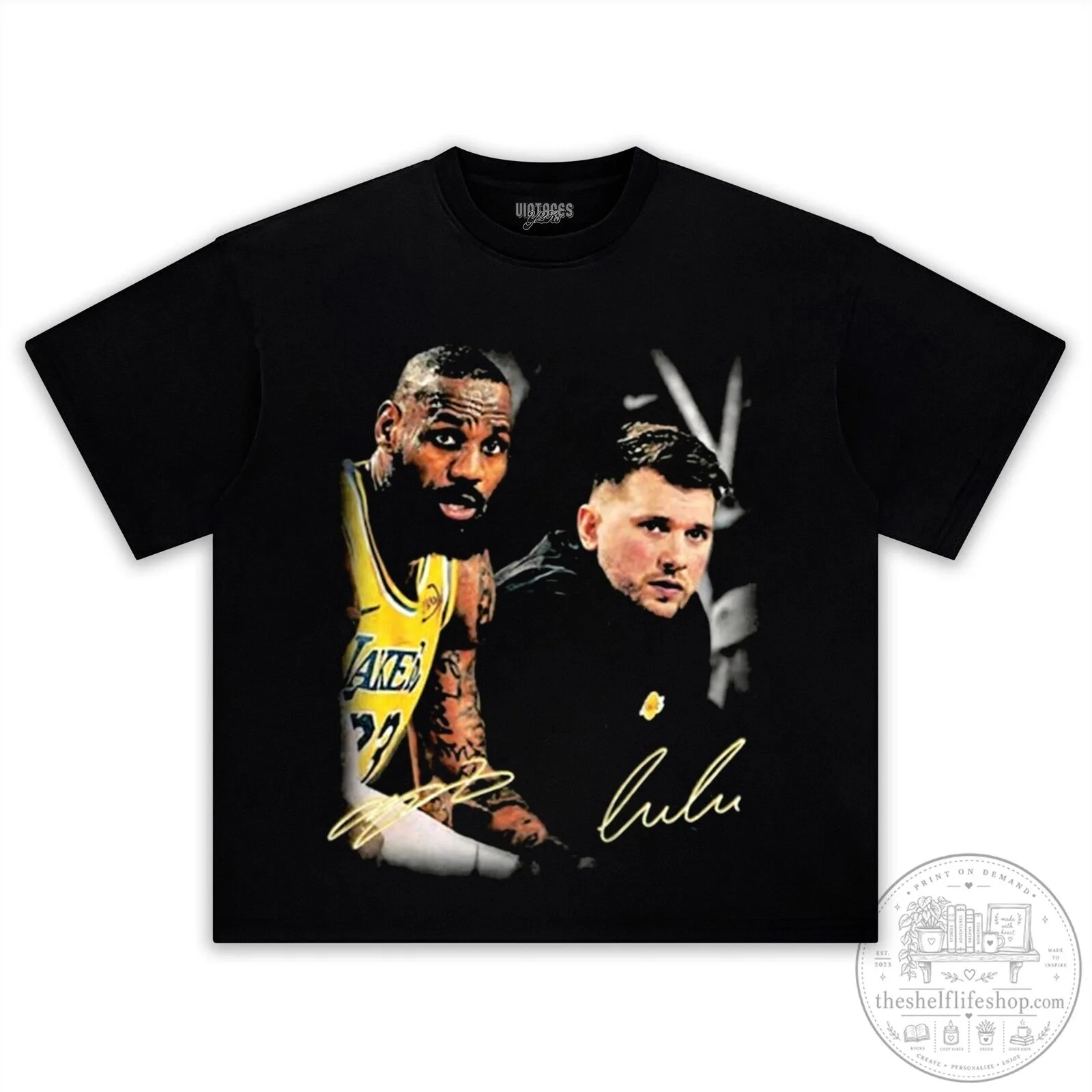 Luka Doncic and LeBron James Basketball Legends Graphic T-Shirt