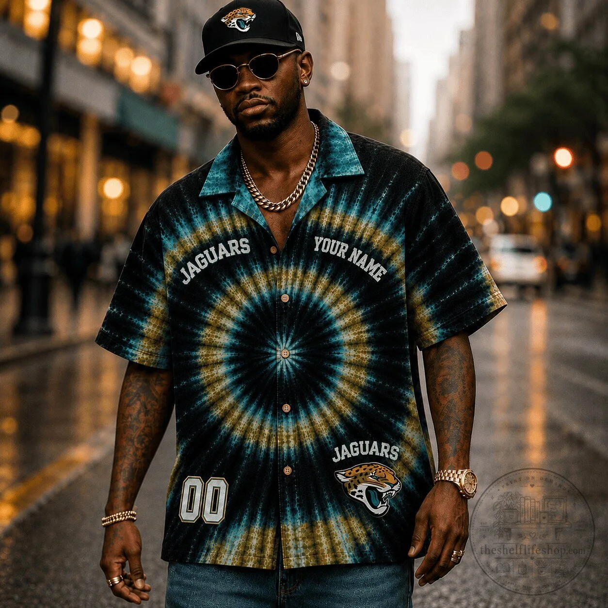 Jacksonville Jaguars Personalized Tie-Dye NFL Football Fan Hawaiian Shirt
