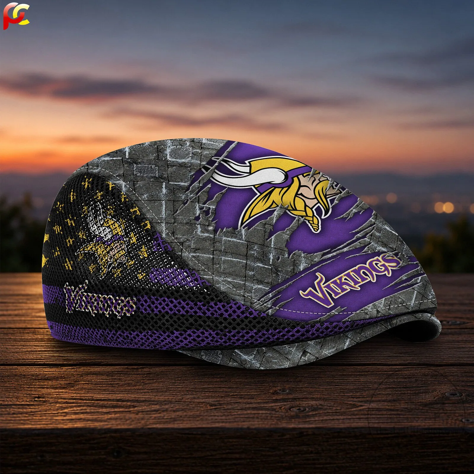 Minnesota Vikings NFL Football Team Mesh Flat Cap Hat 7 Minnesota Vikings NFL Football Team Mesh Flat Cap Hat