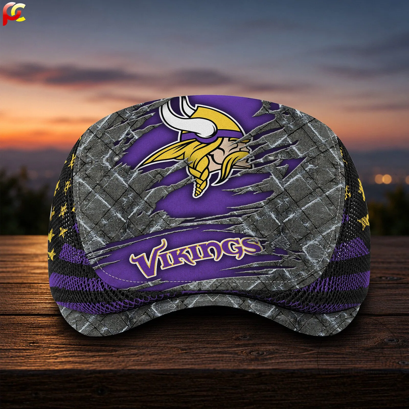 Minnesota Vikings NFL Football Team Mesh Flat Cap Hat 8 Minnesota Vikings NFL Football Team Mesh Flat Cap Hat